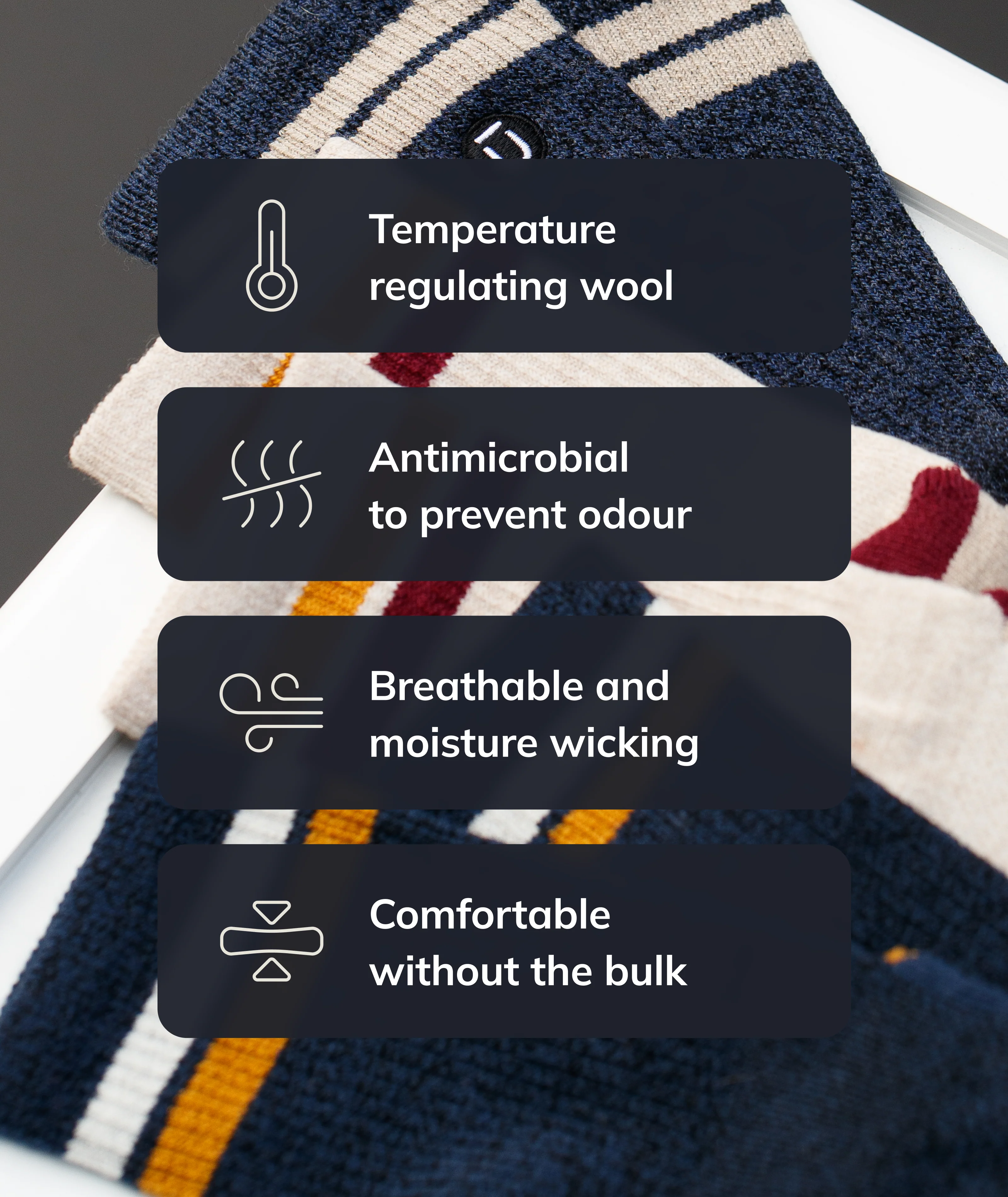 Cobalt Merino Wool Lite Crew Socks - Image 3