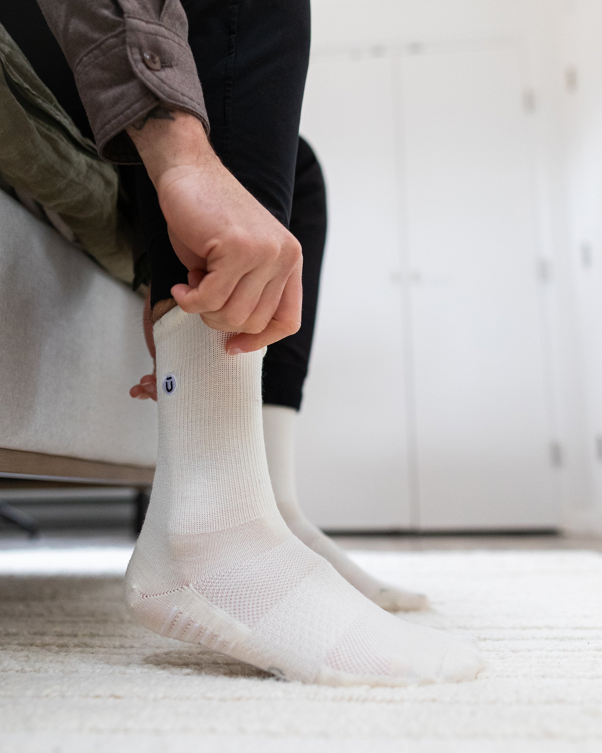Flagship Off White Merino Wool Lite Crew Socks - Image 4