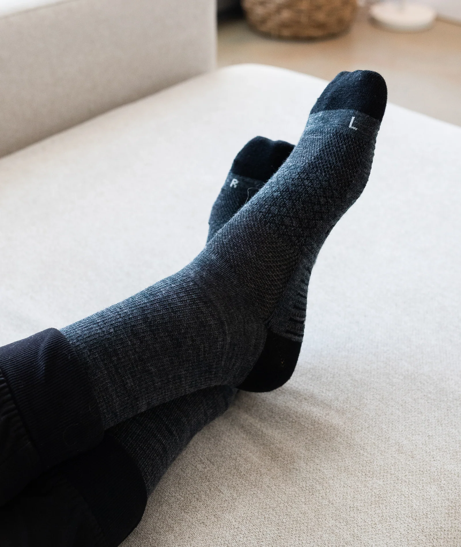 Smoke Merino Wool Lite Crew Socks - Image 4